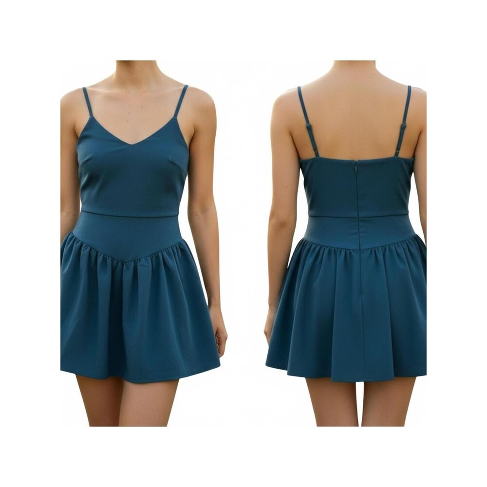 Joy Lab Teal Blue Mini Dress Sleeveless V Neck Casual Party